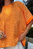 Below Deck Cheesecloth Stripe Tee Aperol